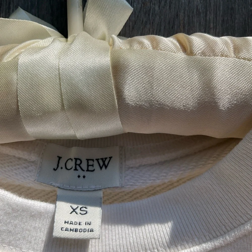 J. Crew Kids White Sweatshirt with Blue Patterned Hem